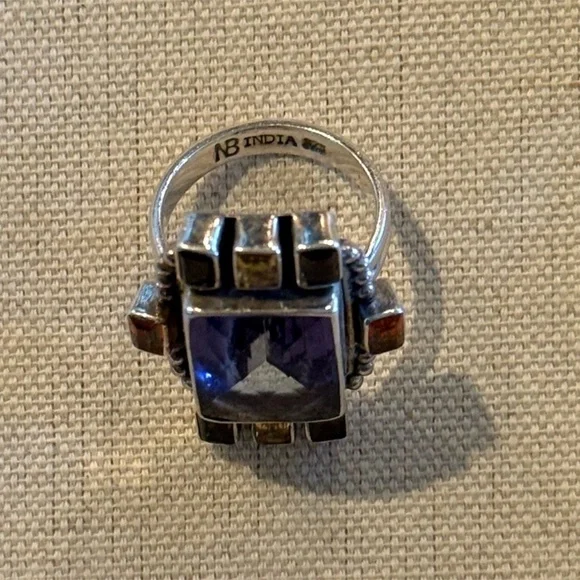 Vintage Nicky Butler Sterling Silver Iolite & Citrine Statement Ring Size 8 - Picture 2 of 7